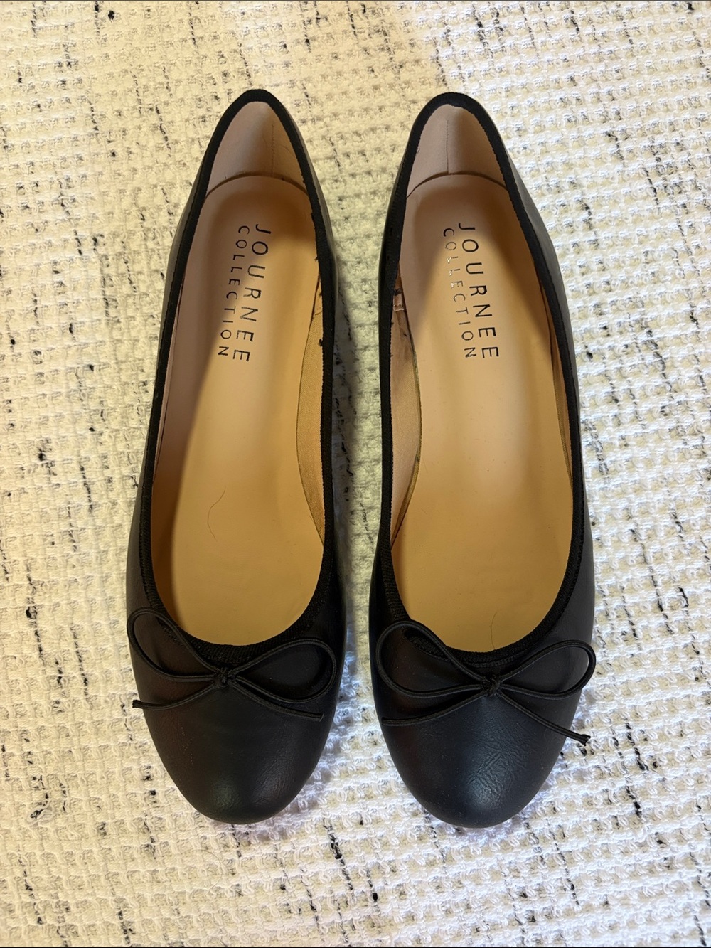 Journee Collection Black Bow Ballet Flats